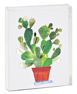teNeues - Notecard Set: Cactus Illustration, Blank Inside, 10 Full Color Notecards with 10 Envelopes, Clear Box, Green Foil Accent
