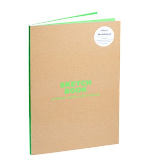 teNeues - Sketchbook Large Format - 50 White Kraft Pages, Lay Flat Binding, Kraft and Neon Green: Sketchbook